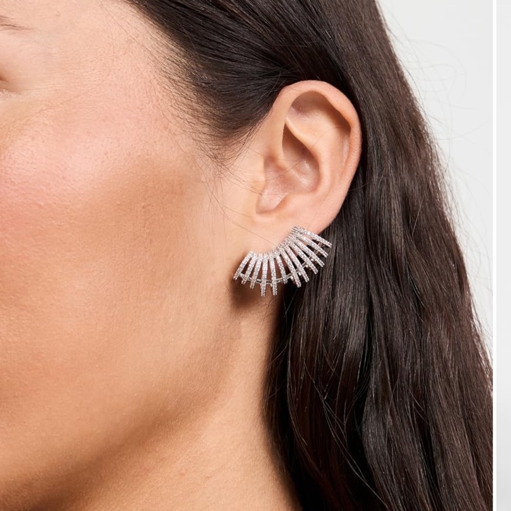 π BY ADINA EDEN Pave Fancy Cage Stud Earrings - Picture 3 of 4